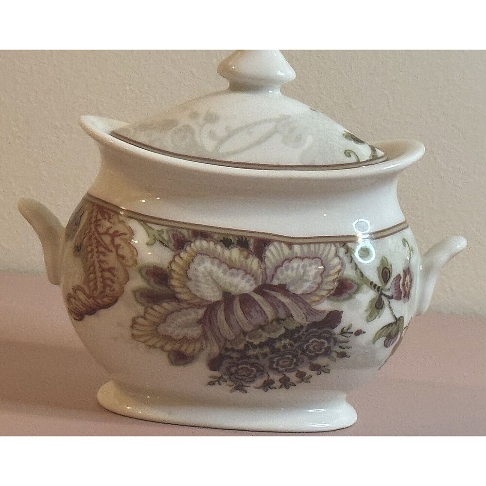 Rare Find / Vintage 222 Fifth Red Cream Porcelain China Gabrielle Sugar Bowl